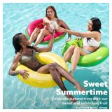 JOYIN Inflatable Swim Tube Raft (3 pack) with Summer Fruits Painting, Pool Toys for Swimming Pool Party Decorations