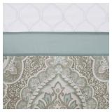 510 DESIGN Shower Curtain, Geometric Textured Embroidery Design with Built-in Liner, Modern Mid-Century Bathroom Decor, Machine Washable, Fabric Privacy Screen 72x72, Shawnee, Seafoam