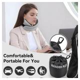 WANDER PLUSÂ® Travel Pillow, 100% Pure Memory Foam Travel Neck Pillow Airplane Neck Support Ergonomic Design Best for Sleeping Plane Car Train Office Flight for Adults Grey
