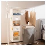 BrilliantJo 2 Pack 6 Shelves Hanging Closet Organizer with 2 Drawer, Hanging Storage with 4 Side Pockets for Clothes Shoes, 43.5x12x12(Beige)