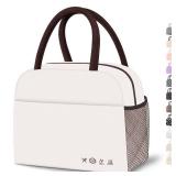 DALINDA Lunch Bag Lunch Box for Women Men Reusable Insulated Lunch Tote Bag, Handbags Case High Capacity for Travel Work Picnic,white