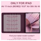 Harvopu Compatible for iPad Air 11 Inch/Air 5th 4th Generation Case with Keyboard - Folio Keyboard Cover with Pencil Holder for iPad Air 11-inch M3/M2 (2025/2024), Air 5/Air 4 (Mulberry)