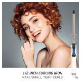 Hoson 1/2 Inch Curling Iron Professional, Ceramic Tourmaline Curl Wand Barrel, Hair Curler Iron for Long & Short Hair,Glove Include, Gold