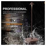 YIBEN 2Pack Rechargeable Cordless Table Lamp, Portable Powered LED Battery 6000mAh Metal USB Desk Lamp, 3 Levels Brightness Light for Restaurants Outdoor (2pack ferruginous)