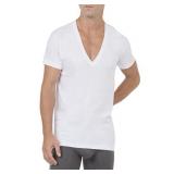2(X)IST Mens Essential Cotton Slim Fit Deep V Neck T-Shirt 1-Pack White Medium