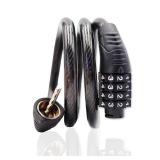 Jokmae Long Coiled Security Resettable Combination Bike Cable 4 Digit Lock, Anti-Theft Accessories for Mountain and Road Bike, Electric Bicycle, Scooter, 32 inch
