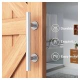 EaseLife 12 Stainless Steel Sliding Barn Door Handles and Pulls Flush Hardware Set, Double Sided, Brushed Finish, Easy Install