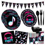 DYLIVeS 180 Pcs Music Party Supplies - Music Theme Birthday Party Decorations for Girls - Banner, Plates, Cups, Napkins, Cutlery (Serves 24)