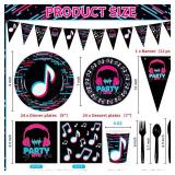 DYLIVeS 180 Pcs Music Party Supplies - Music Theme Birthday Party Decorations for Girls - Banner, Plates, Cups, Napkins, Cutlery (Serves 24)
