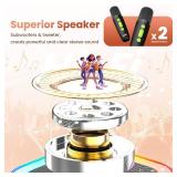 Mini Karaoke Machine for Kids Adults, Portable Bluetooth Mini Karaoke Microphone Singing Speaker Karaoke Player with 2 Wireless Mic, for All Smartphones,Birthday, Family,Home Party (Black Green)