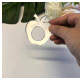 12pcs Shanah Tovah Acrylic Apple Napkin Ring Holder, Napkin Rings for Wedding Party,Mirrored Acrylic Hebrew Napkin Holders (Silver Mirror, 3