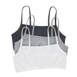 Hanes Womens Cropped Bralette, Breathable Pullover Bra, Crop Top, Solid Or Assorted, 3-pack Bra, Sky Grey Heather/Concrete Heather/White, Medium US