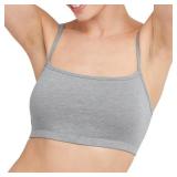 Hanes Womens Cropped Bralette, Breathable Pullover Bra, Crop Top, Solid Or Assorted, 3-pack Bra, Sky Grey Heather/Concrete Heather/White, Medium US