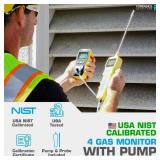 4 Gas Monitor + Pump by Forensics Detectors | USA NIST Calibration Certificate | USB Recharge | 4 Gas with Probe for Confined Space |