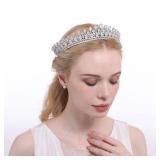 QXMYOO Vintage Women Wedding Tiaras Silver Cubic Zirconia Pageant Crowns Sweet 16 Birthday Prom Party Quinceanera Crowns Bridal Hair Accessories (Silver)