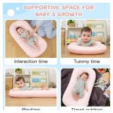 Lucakuins Baby Lounger, Bionic Design, Newborn to 24 Months, Soft Organic Cotton, Breathable, Pink, Portable, 19x4x4 inches