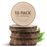 KARAVELLA (10 Pack) 11-13 Inch Large Wood Slices for Centerpieces Wood Centerpieces for Tables, Rustic Wedding Centerpiece, Natural Wood Slabs, Thin Slices