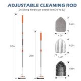 SetSail Floor Scrub Brush, 3-In-1 Tile Tub Floor Scrubber with 52-inch Adjustable Long Handle Shower Cleaner and 3 Detachable Replacement Brush Heads for Cleaning Bathroom Kitchen Walls Tub Tile