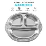 Mrs. Chou Stainless Steel Kids Plates Suction Plates Divided Baby Plates Toddler Plate, Ideal for Infant Baby-Led Weaning Bowls Non-Toxic Feeding Supplies Dishwasher Safe BPA-Free 100% Food-Grade