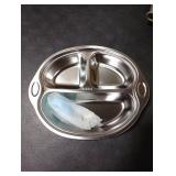 Mrs. Chou Stainless Steel Kids Plates Suction Plates Divided Baby Plates Toddler Plate, Ideal for Infant Baby-Led Weaning Bowls Non-Toxic Feeding Supplies Dishwasher Safe BPA-Free 100% Food-Grade