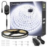 Onforu White LED Strip Lights, 32.8FT 6000K Super Bright Dimmable Tape Light Kit, 600 LEDs Daylight Easter Rope Light, 12V Flexible Strip Lighting for Mirror, Under Cabinet, Home, Bedroom