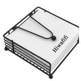 hiwafifi Napkin Holder for Table, Flat Napkin Dispenser with Weighted Arm, Square Cocktail Paper Holder of Elegant Rustic Iron for Kitchen Dining Room Decor Restaurant Farmhouse Hotel Party, Black