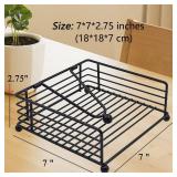 hiwafifi Napkin Holder for Table, Flat Napkin Dispenser with Weighted Arm, Square Cocktail Paper Holder of Elegant Rustic Iron for Kitchen Dining Room Decor Restaurant Farmhouse Hotel Party, Black