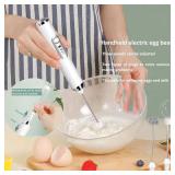 JrundMsoxz Rechargeable Milk Frother - 3-Speed Electric Handheld Coffee Mixer With 2 Whisks and Decoration Tool, Stand-up Design for Latte, Cappuccino, Cream (White)