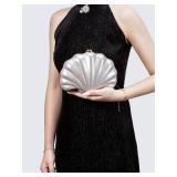 YJKIS Women Pearl Shell Acrylic Clutch Shell Purse Chain Shoulder Bag Ladies Wedding Clutch Prom Evening Handbag, Pearl