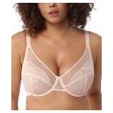 HSIA Minimizer Bras for Women Enchante Full Coverage Underwire Bras Plus Size Lifting Floral Lace Bra for Heavy Breast Dusty Peach 42D