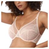 HSIA Minimizer Bras for Women Enchante Full Coverage Underwire Bras Plus Size Lifting Floral Lace Bra for Heavy Breast Dusty Peach 42D