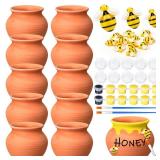 10 Sets Terracotta Clay Honey Pots Kits Bulk Bee Baby Shower Birthday Party Table Centerpieces Decorations DIY Honey Pot Jar Activity Baby Shower Bee Party Favors Gifts for Guests Cupcake