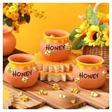 10 Sets Terracotta Clay Honey Pots Kits Bulk Bee Baby Shower Birthday Party Table Centerpieces Decorations DIY Honey Pot Jar Activity Baby Shower Bee Party Favors Gifts for Guests Cupcake