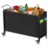 Ardier 100L Large Kids Toy Box with Wheels, Toy Chest Storage Organizer for Toddlers, Boys, Girls, Toy Storage Bin for Stuffed Animals, PlayRoom, Bedroom, Nursery, Living Room, Black