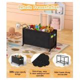 Ardier 100L Large Kids Toy Box with Wheels, Toy Chest Storage Organizer for Toddlers, Boys, Girls, Toy Storage Bin for Stuffed Animals, PlayRoom, Bedroom, Nursery, Living Room, Black