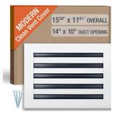 FA-STAR Clean Modern AC Vent Cover 14 x 10 (Duct Opening Cutout) - Decorative White Air Vent - Standard Linear Slot Diffuser - Register Grille for Ceiling, Walls & Floors - All Aluminium
