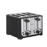 BELLA 4 Slice Toaster with Auto Shut Off - Extra Wide Slots & Removable Crumb Tray and Cancel, Defrost & Reheat Function - Toast Bread & Bagel, Black