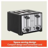 BELLA 4 Slice Toaster with Auto Shut Off - Extra Wide Slots & Removable Crumb Tray and Cancel, Defrost & Reheat Function - Toast Bread & Bagel, Black