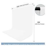 10X20ft White Photo Backdrops for Photography, LCUIRC TWO ROD POCKET White Backdrops Curtain for Parties, Polyester White background with 4 Clamps for Product Protrait Photoshoot or Parties Decoration