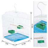 Capuca Small Bird Travel Cage-Lightweight Small Birds Starter Kit with Birdcages and Accessories Great for Parakeets Lovebirds Parrotlets Finches Canaries Blue Removable Plastic Tray Include