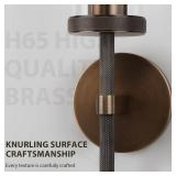 vookea 15 Knurled Brass Wall Sconces Set of 2, Bronze Bathroom Vanity Light Fixtures with Clear Glass Tube, Modern Lamp Lighting for Bedroom, Living Room, Hallway, Staircase, Mirror, Kitchen