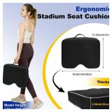 FASTMOMENT 2 Pcs Stadium Seat Cushions - Outdoor Seat Cushions for Bleachers Fashion & Portable Stadium Cushions with Decorative Strips Water-Repellent Stadium Seats for Outdoor Sports Events (Black)