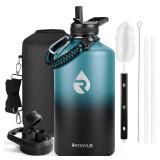 RAYMYLO One Gallon Water Bottle Insulated, Triple Walled Vacuum Stainless Steel (Cold for 48 Hrs), Leak Proof & Non-BPA, Large Water Flask Jug with Paracord Handle & Straw Spout Lids