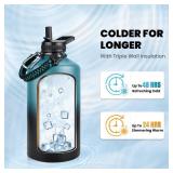 RAYMYLO One Gallon Water Bottle Insulated, Triple Walled Vacuum Stainless Steel (Cold for 48 Hrs), Leak Proof & Non-BPA, Large Water Flask Jug with Paracord Handle & Straw Spout Lids