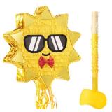 WERNNSAI Sun Pinata-Sunshine Party Decorations pull string Sun Pinata with Blindfold and Bat for Girls Kids Sun Brithday Baby Shower Summer Party Game Supplies