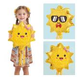 WERNNSAI Sun Pinata-Sunshine Party Decorations pull string Sun Pinata with Blindfold and Bat for Girls Kids Sun Brithday Baby Shower Summer Party Game Supplies