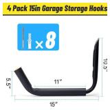 100 LB Capacity (15) Heavy Duty Garage Storage Hooks (4packs) Kayak Storage Hanger Wall Mounted Rack for Hanging Ladders, Bikes