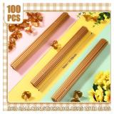 Briwooody 100 Pcs 12.6 Inch Balloon Sticks Plastic Balloon holders and Cup for Christmas New Year Birthday Party Wedding Anniversary Decorations (Gold)
