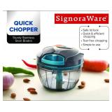 SIGNORAWARE Manual Food Processor, Vegetable Chopper -Easy Pull Hand String- Portable Stainless Steel Hand Food Chopper, Cutter, Garlic Mincer, Onion, Veggie, Fruit Chopper, Dicer w/Container (15 oz)