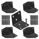 Black Stainless Steel Corner Bracket,Joint Right Angle Bracket,L Shape Heavy Duty Metal Corner Brace Shelf Supporter for Wood Aufuga (Black_2x2x2inch, 10)